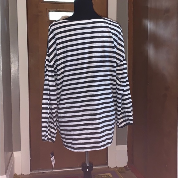 Chaps black and white striped lace up t-shirt - Picture 4 of 5